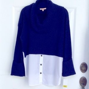 NWT NAVY SWEATER W/Layered look size M